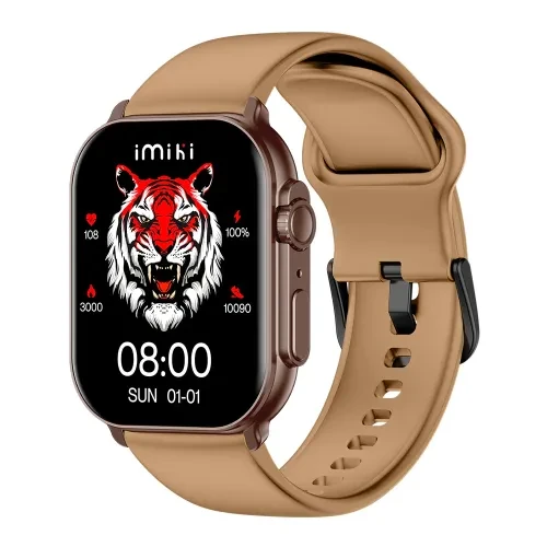 IMIKI SF1E Curved 2.01" AMOLED Calling Smart Watch - Brown